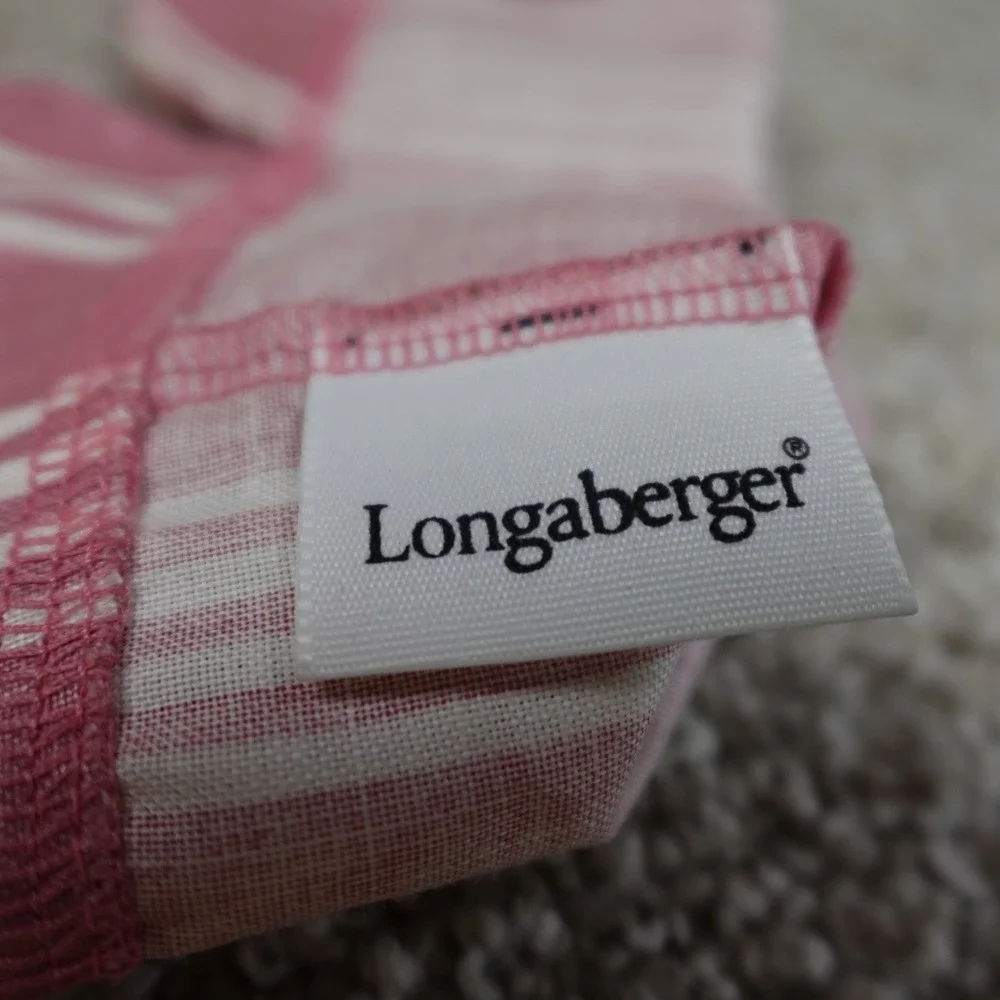 Longaberger 1999 Horizon of Hope Basket Liner Pink White Stripe Fabric